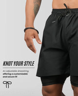 Men's 2 in 1 Running & Shorts - Black