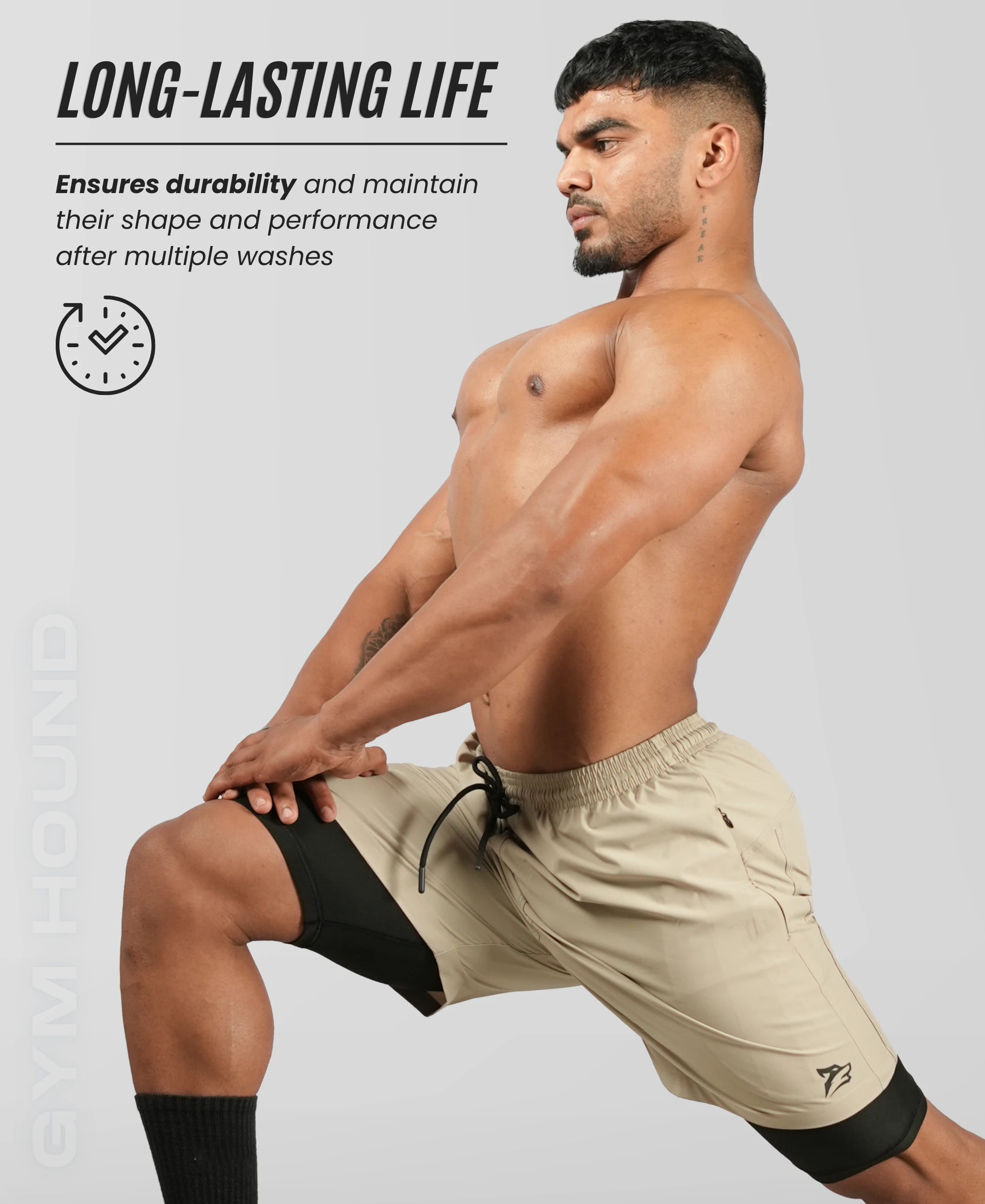 Men's 2 in 1 Running Shorts - Khaki