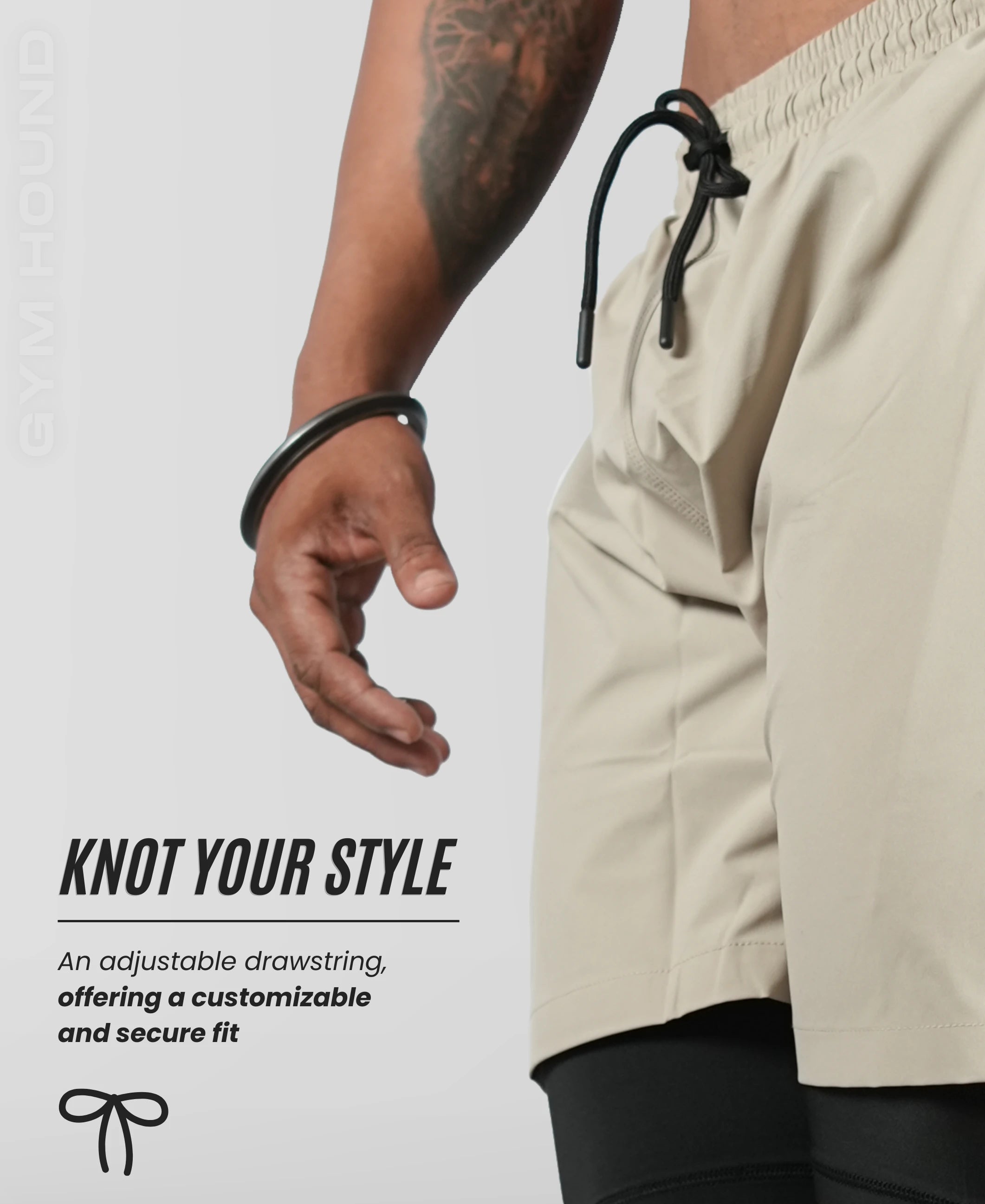 Men's 2 in 1 Running Shorts - Khaki