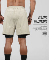 Men's 2 in 1 Running Shorts - Khaki