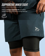 Men's 2 in 1 Running Shorts - Navy