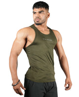 Men's Dryfit Sports Tank Top, Lightweight Training Vest - Olive Green