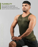 Men's Dryfit Sports Tank Top, Lightweight Training Vest - Olive Green
