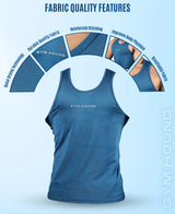 Men's Dryfit Sports Tank Top, Lightweight Training Vest - Teal Blue
