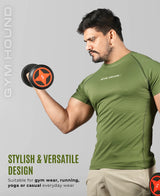 Men's Polyester Regular Fit T-Shirt - Olive Green