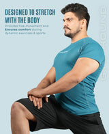 Men's Polyester Regular Fit T-Shirt - Teal Blue