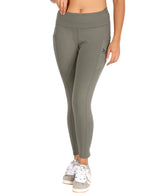 Women's High Rise Stretchable Ankle Length Slim Fit Gym Legging - Olive Green