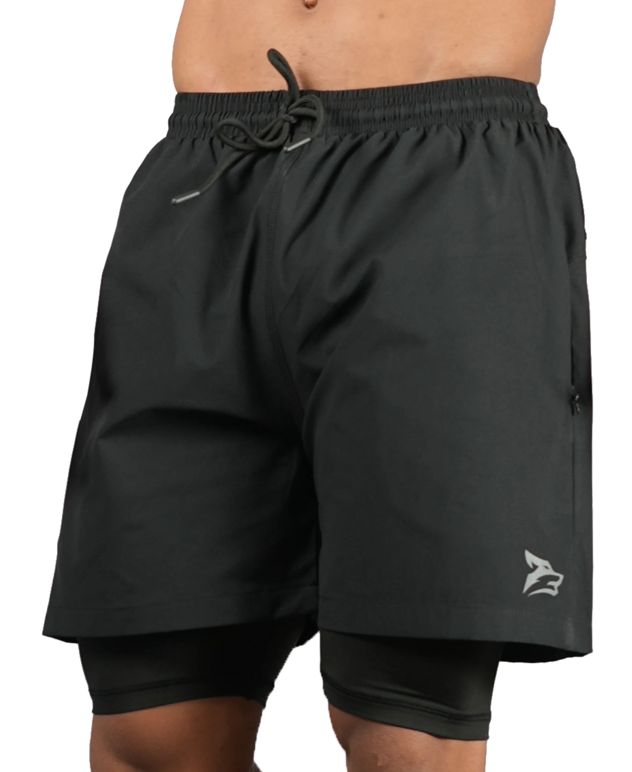 Men's 2 in 1 Running & Shorts - Black