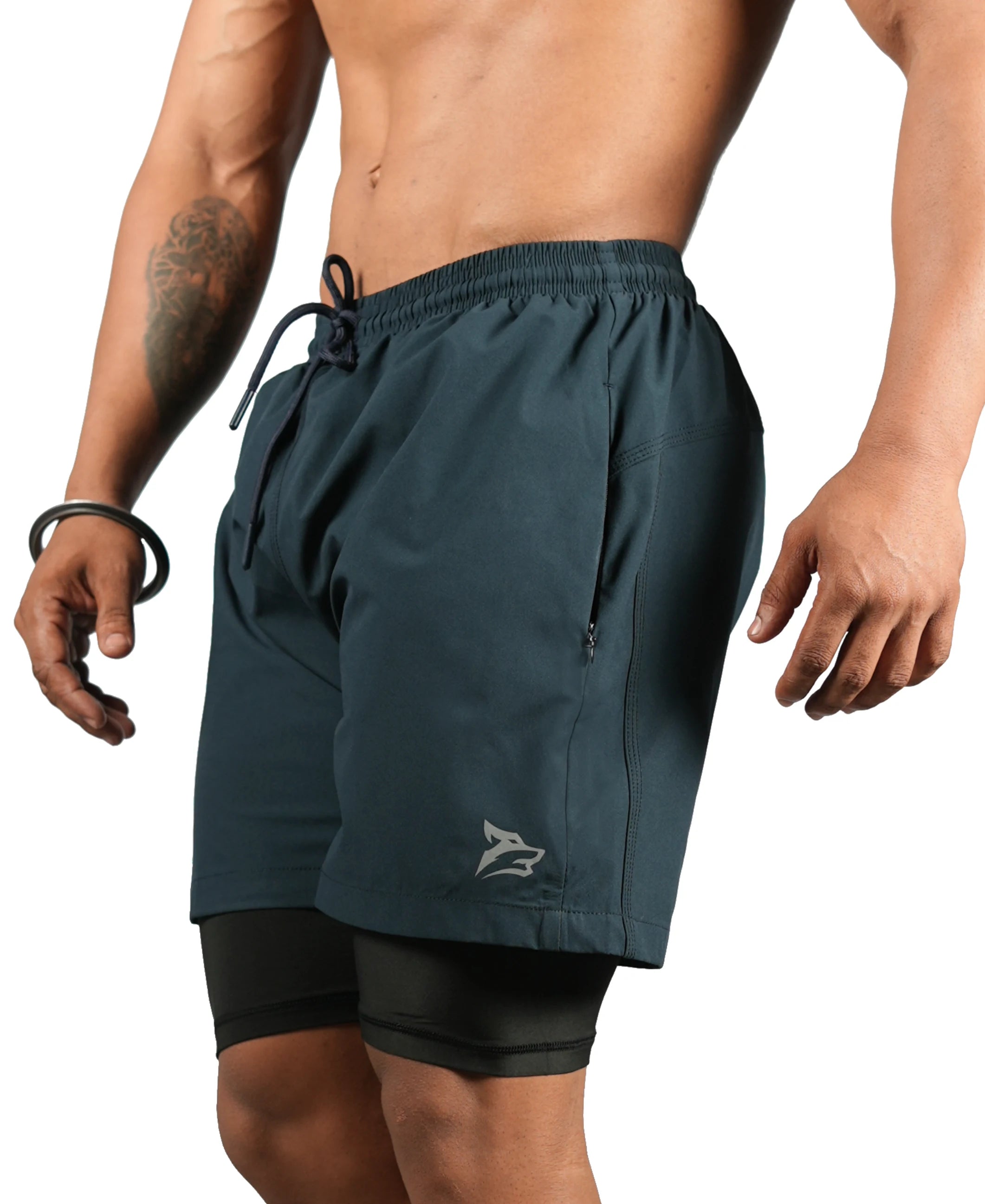 Men's 2 in 1 Running Shorts - Navy