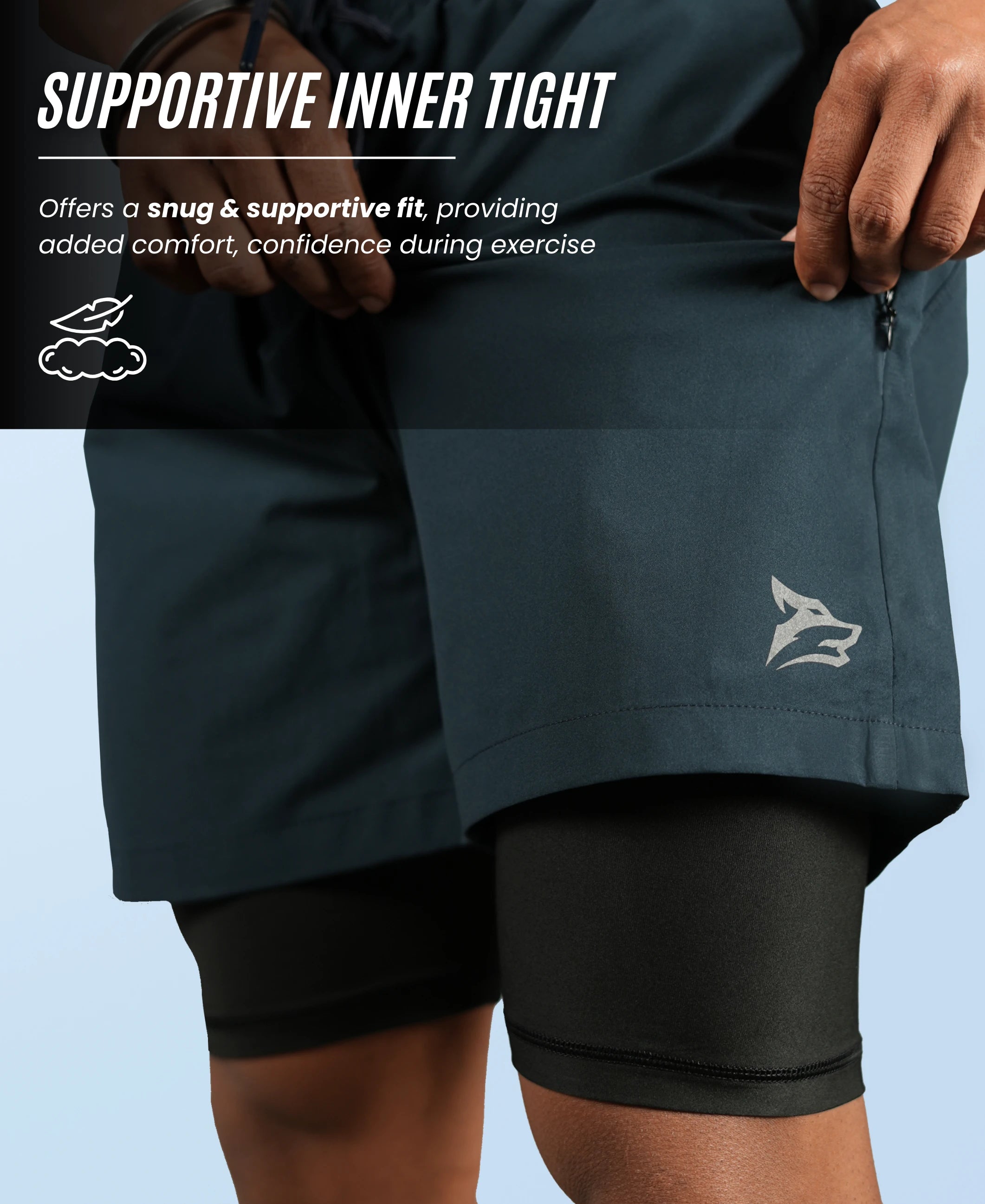 Men's 2 in 1 Running Shorts - Navy