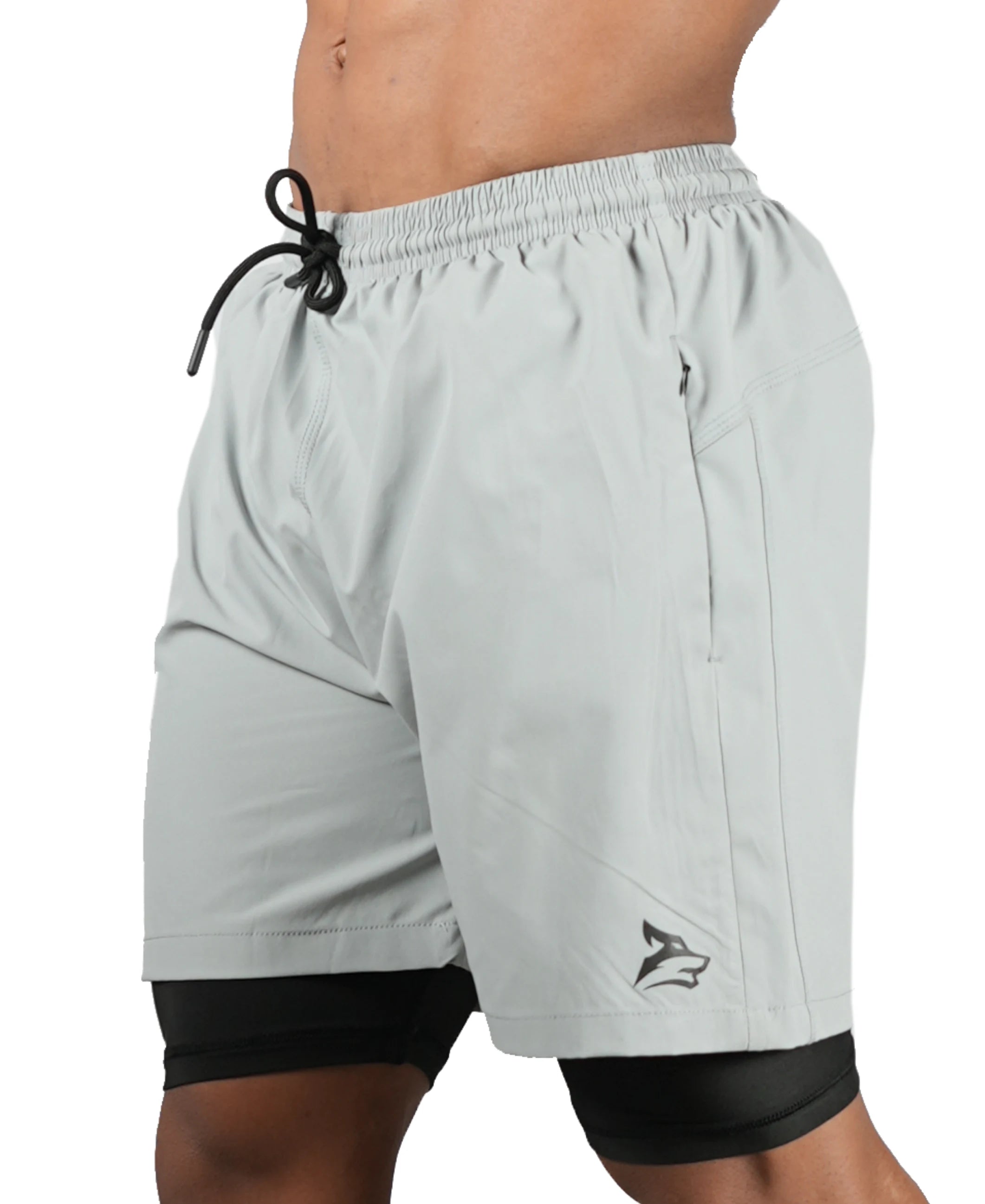 Men's 2 in 1 Running Shorts - Storm Grey