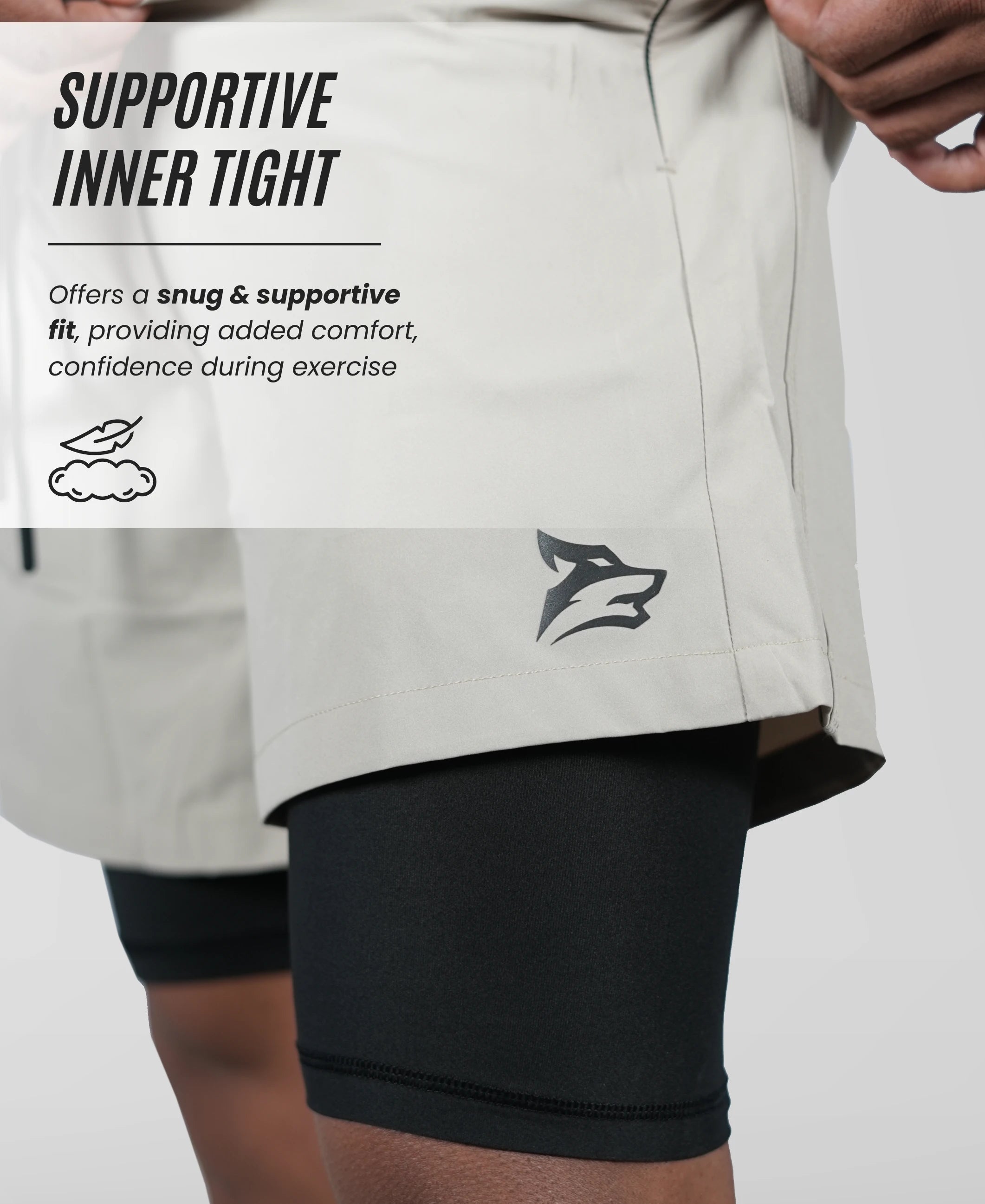 Men's 2 in 1 Running Shorts - Storm Grey