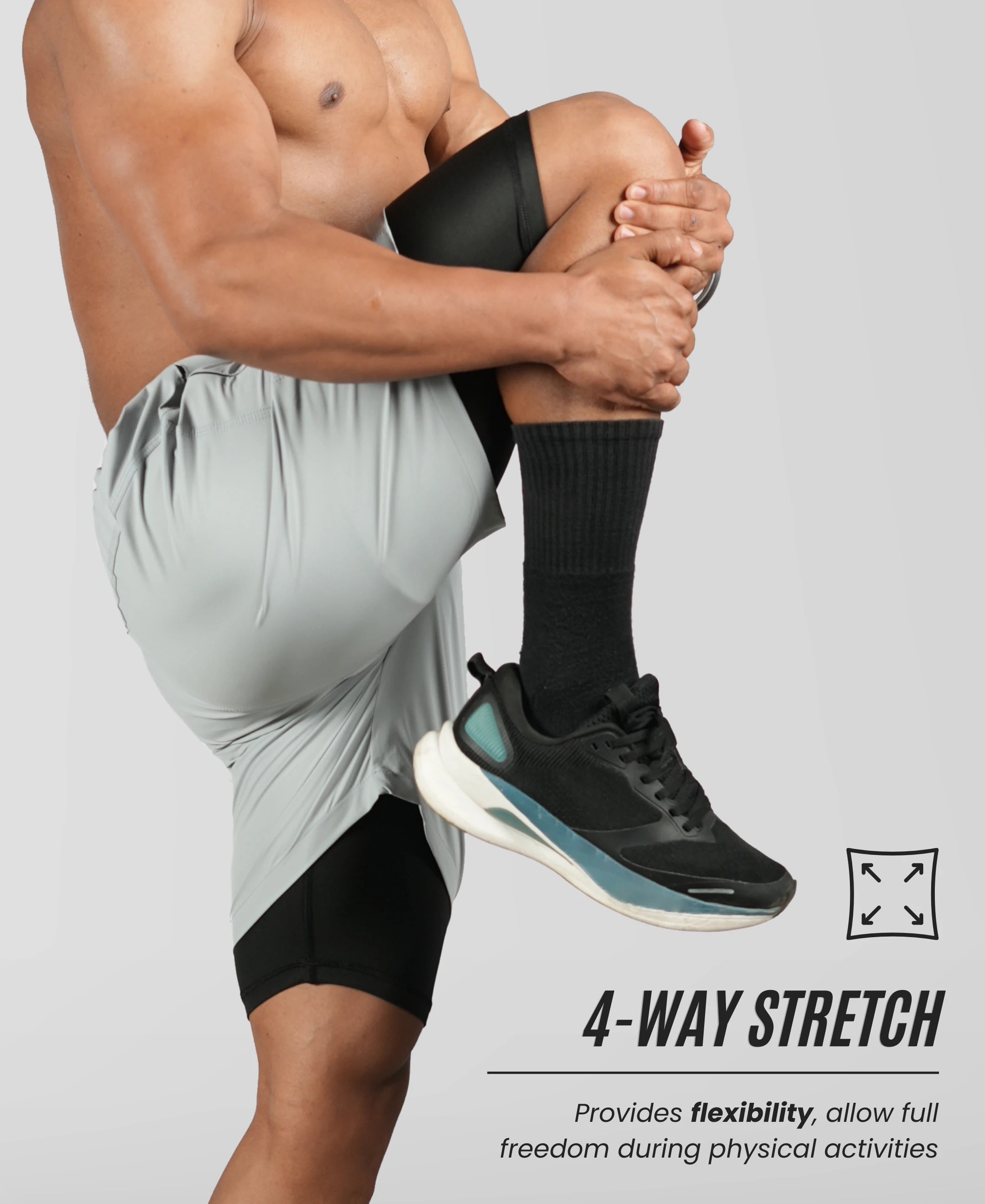 Men's 2 in 1 Running Shorts - Storm Grey