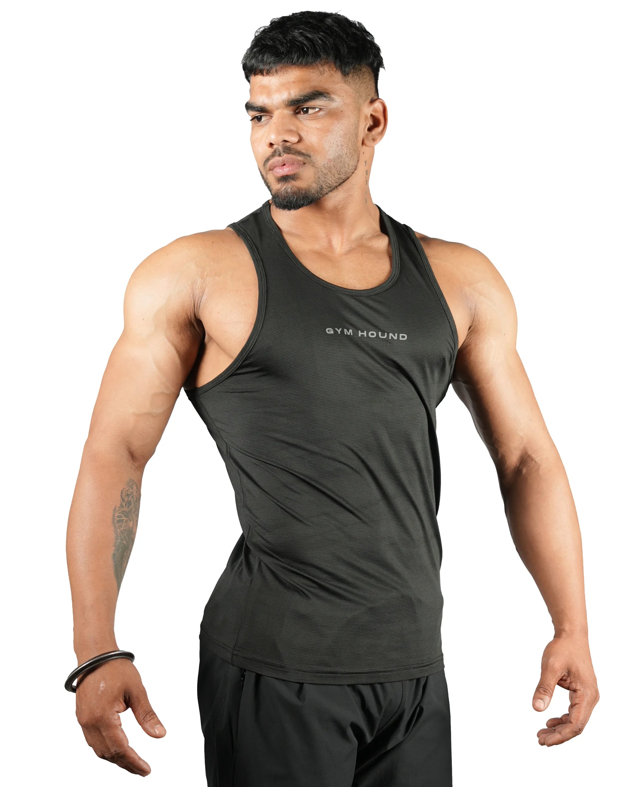 Men's Dryfit Sports Tank Top, Lightweight Training Vest - Black