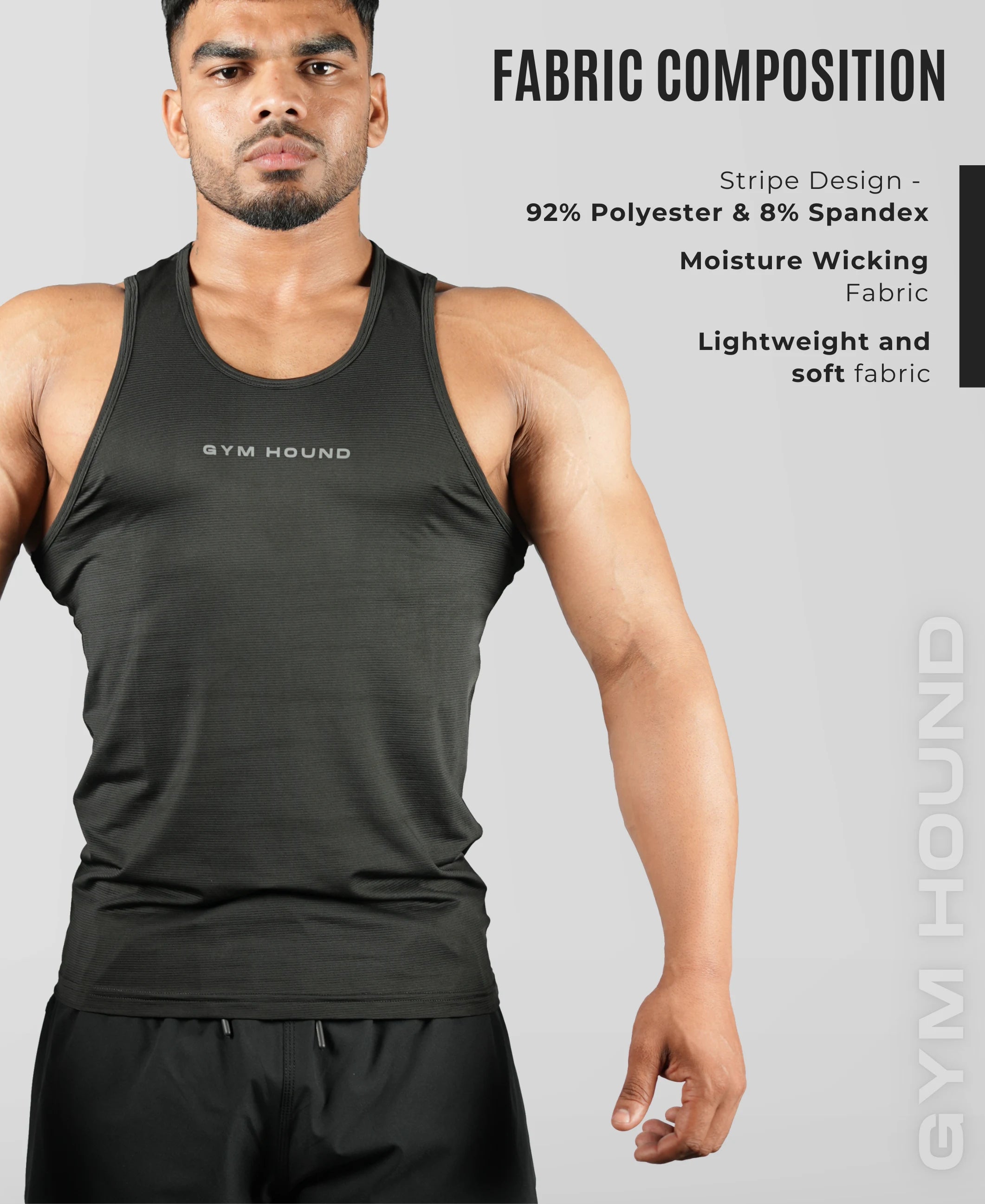 Men's Dryfit Sports Tank Top, Lightweight Training Vest - Black