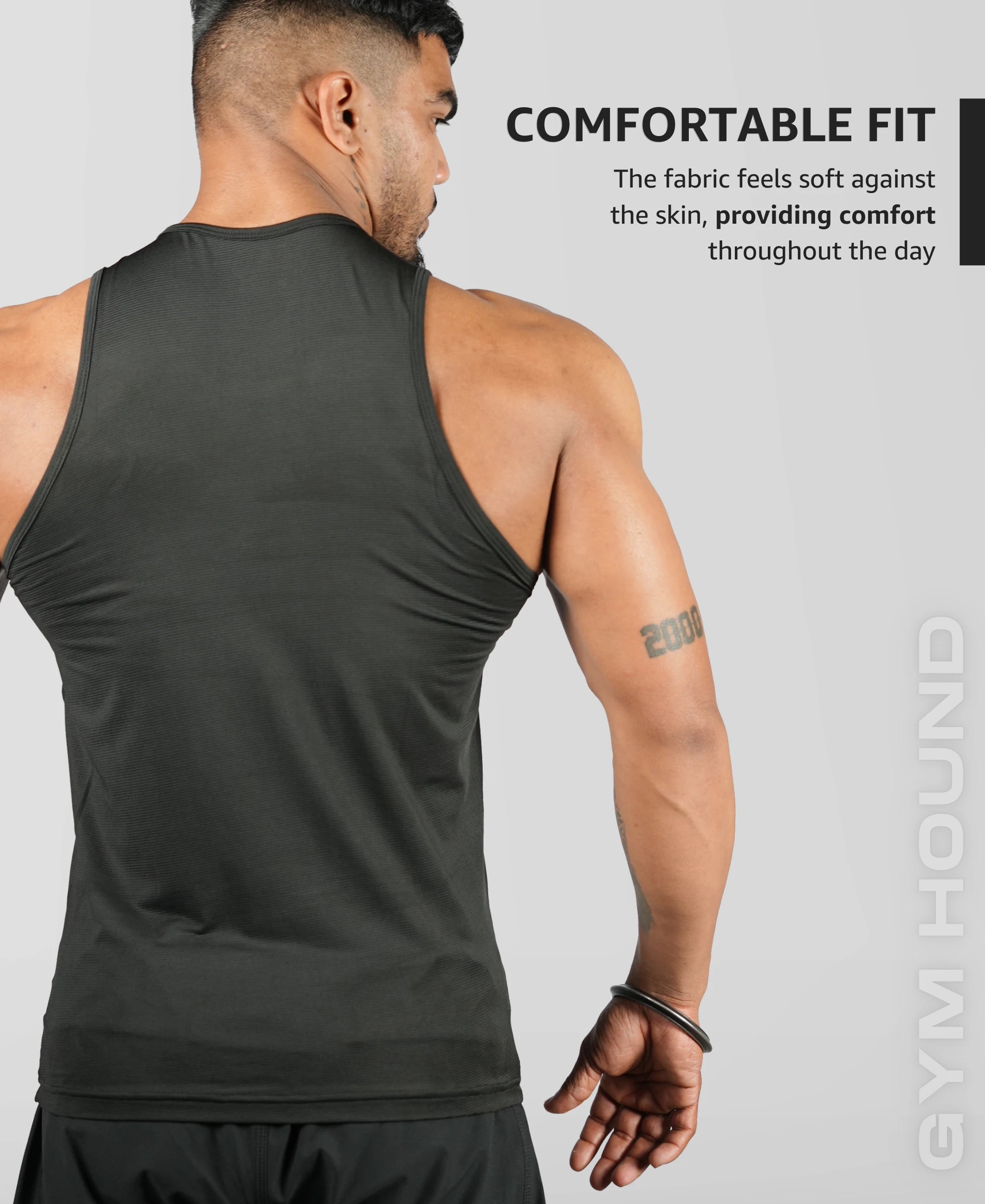 Men's Dryfit Sports Tank Top, Lightweight Training Vest - Black