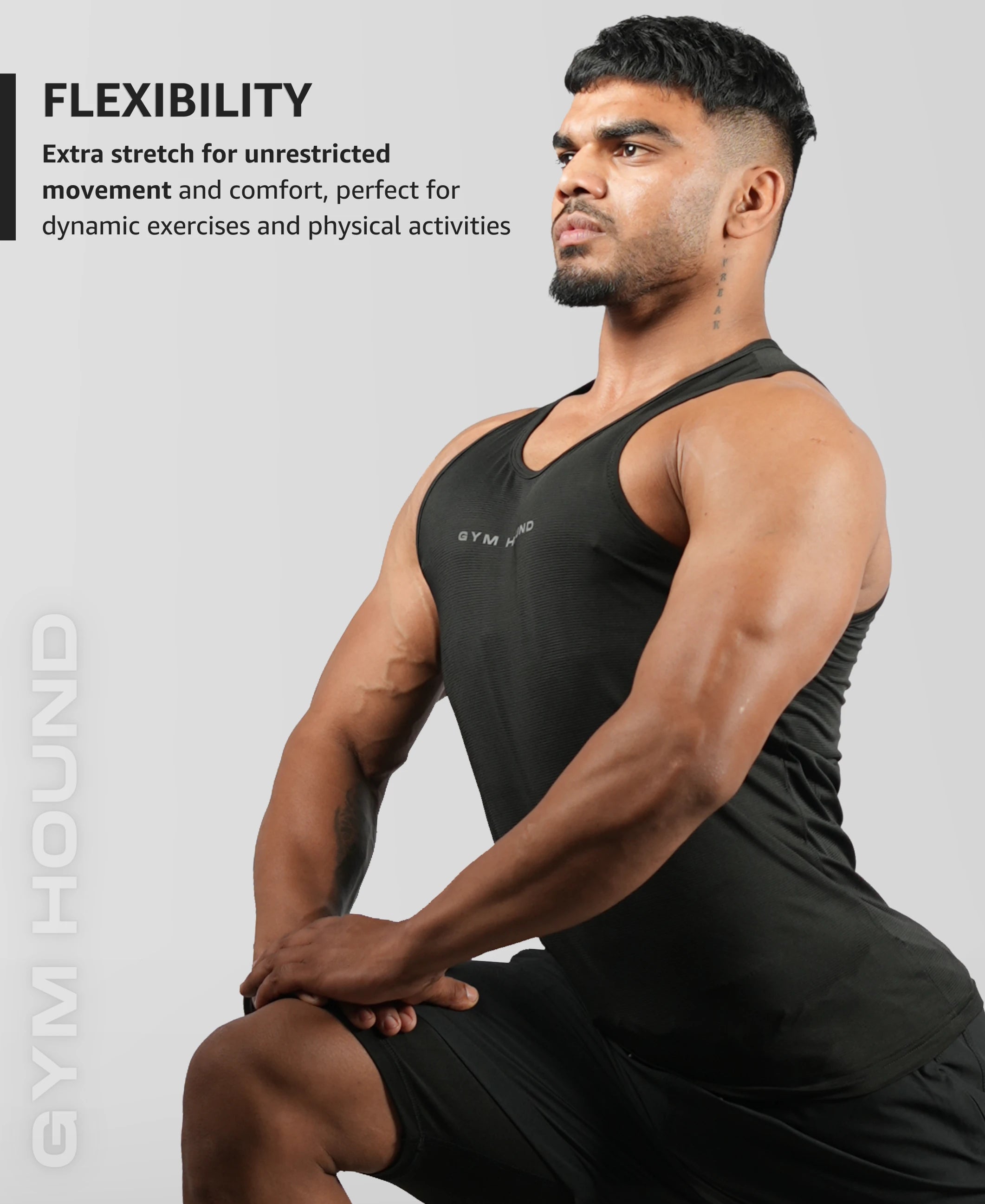 Men's Dryfit Sports Tank Top, Lightweight Training Vest - Black