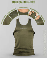 Men's Dryfit Sports Tank Top, Lightweight Training Vest - Olive Green