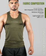 Men's Dryfit Sports Tank Top, Lightweight Training Vest - Olive Green