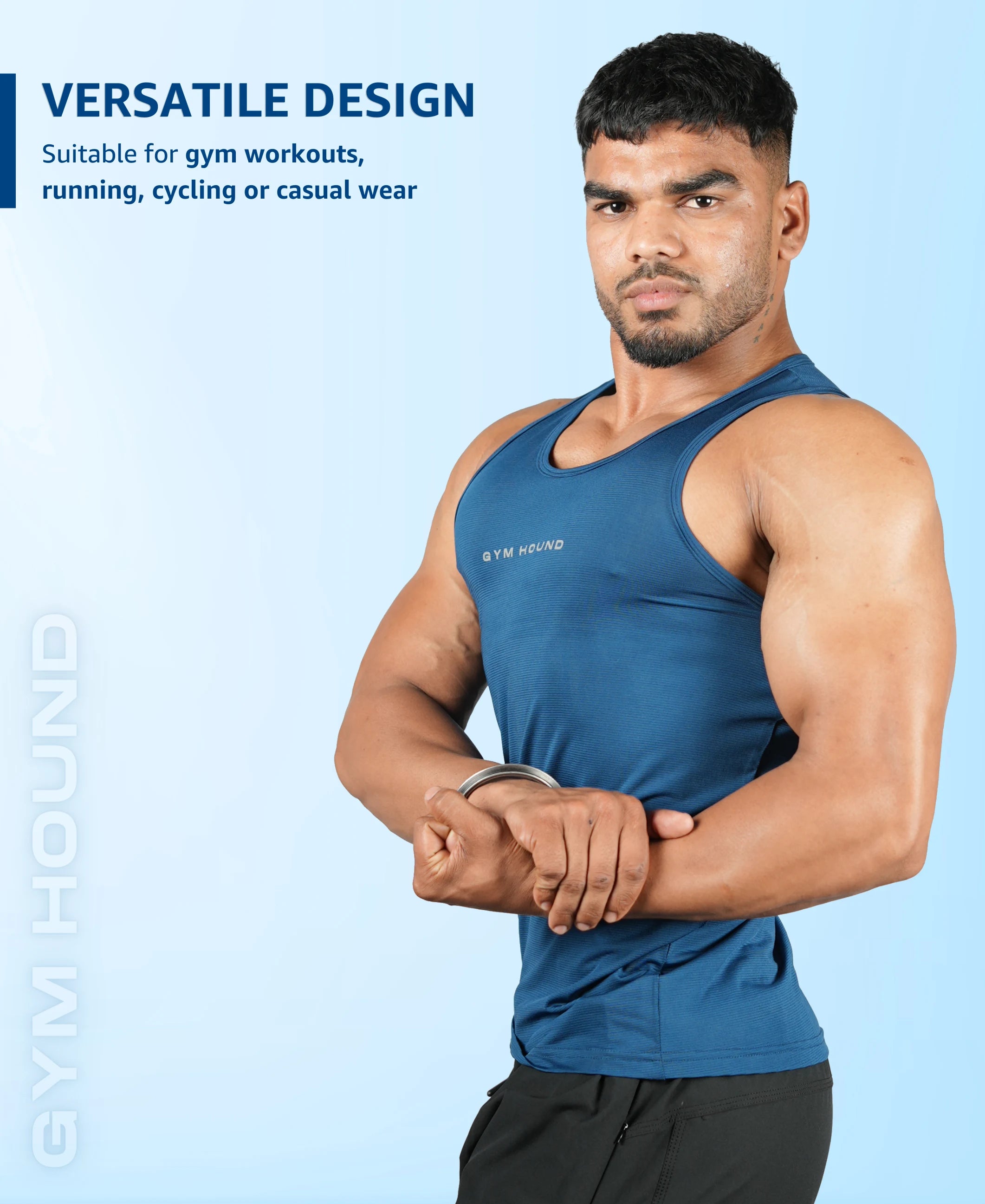 Men's Dryfit Sports Tank Top, Lightweight Training Vest - Teal Blue
