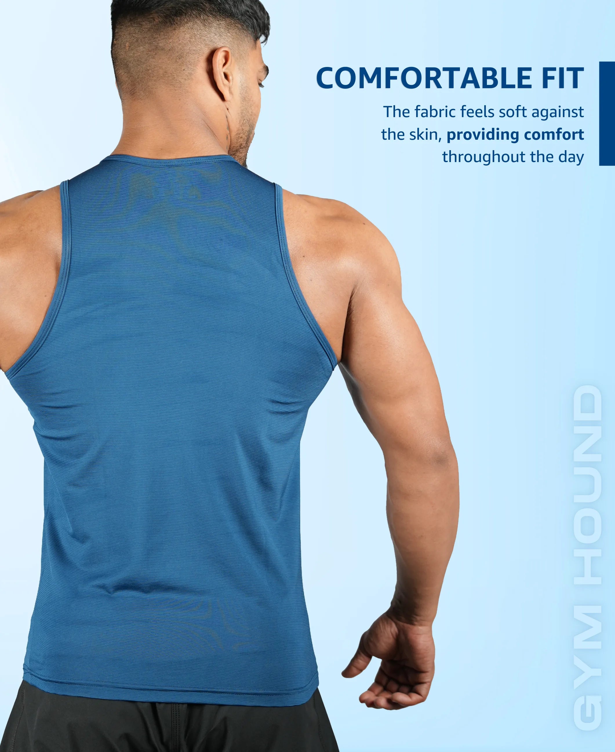 Men's Dryfit Sports Tank Top, Lightweight Training Vest - Teal Blue