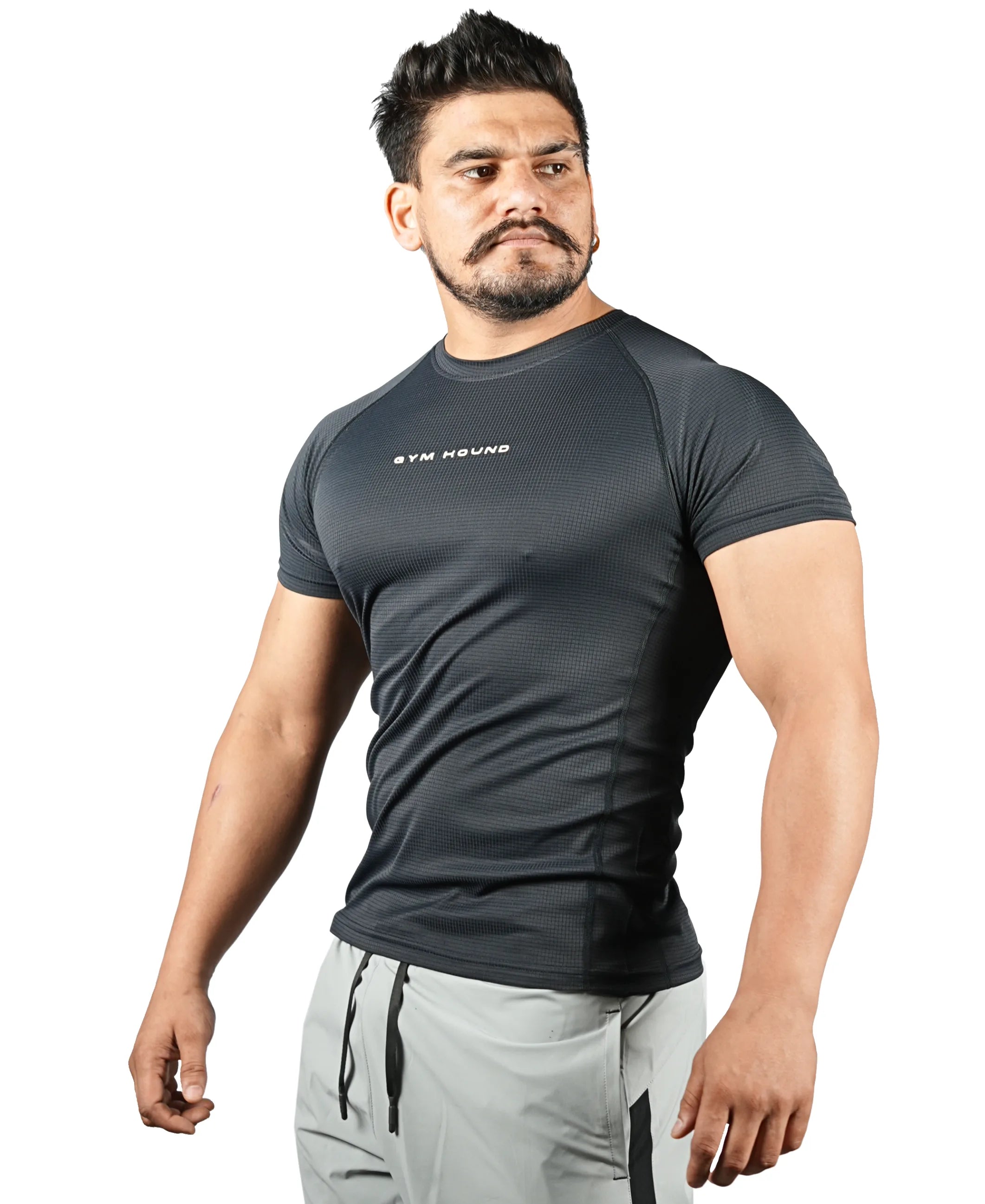 Men's Polyester Regular Fit T-Shirt - Black-Navy