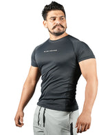 Men's Polyester Regular Fit T-Shirt - Black-Navy