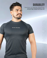 Men's Polyester Regular Fit T-Shirt - Black-Navy