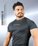 Men's Polyester Regular Fit T-Shirt - Black-Navy