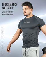 Men's Polyester Regular Fit T-Shirt - Black-Navy