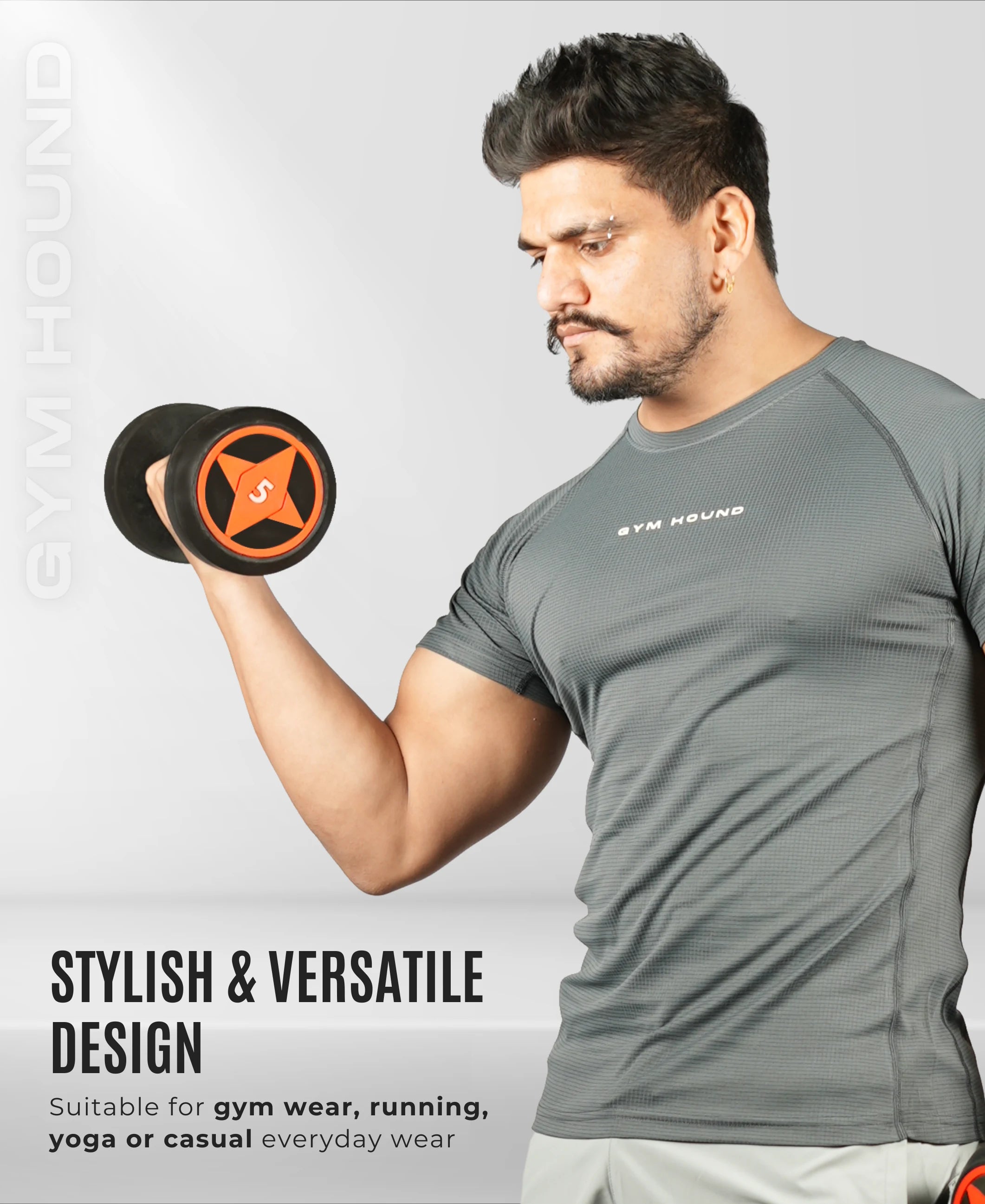 Men's Polyester Regular Fit T-Shirt - Graphite Grey