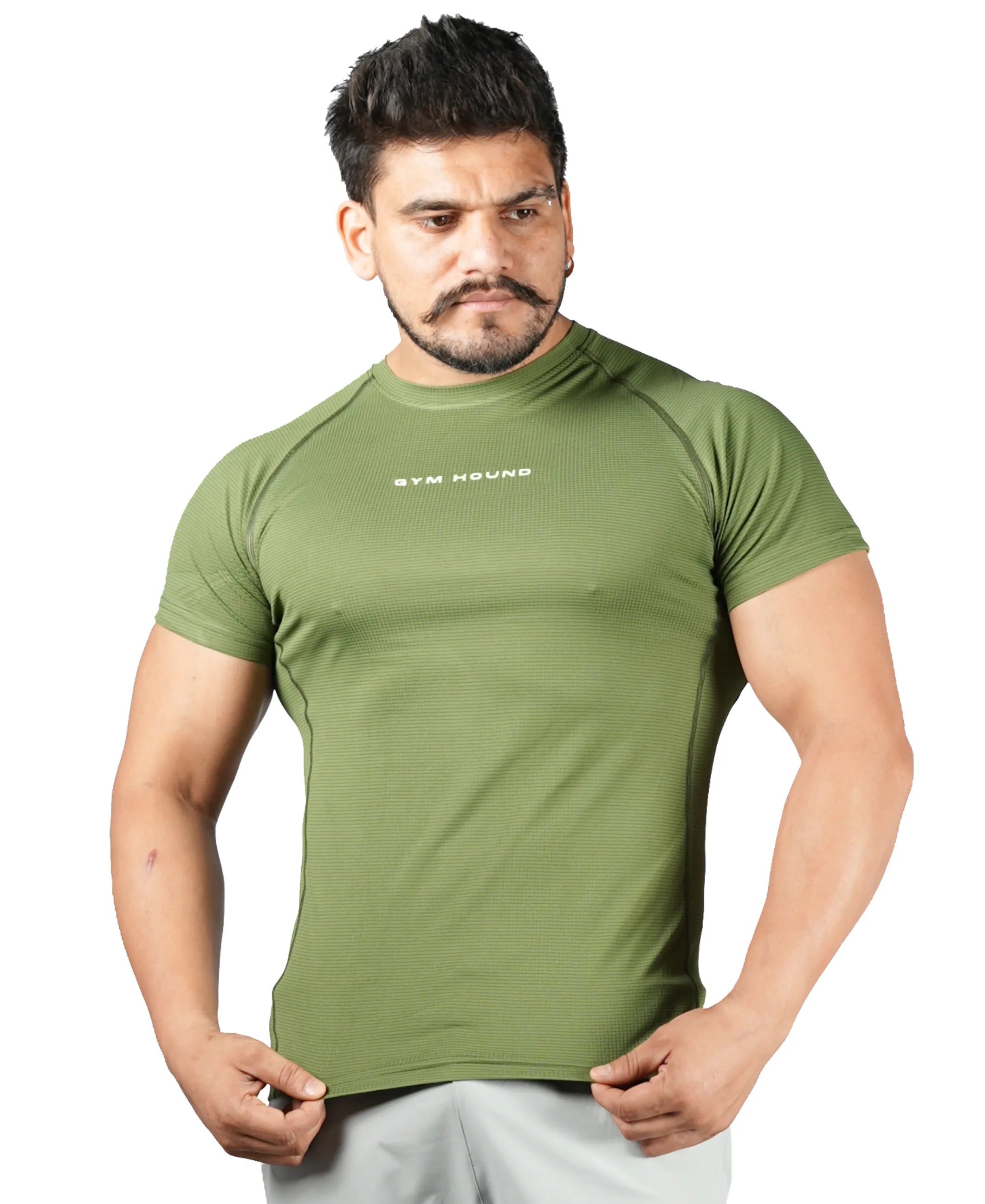 Men's Polyester Regular Fit T-Shirt - Olive Green