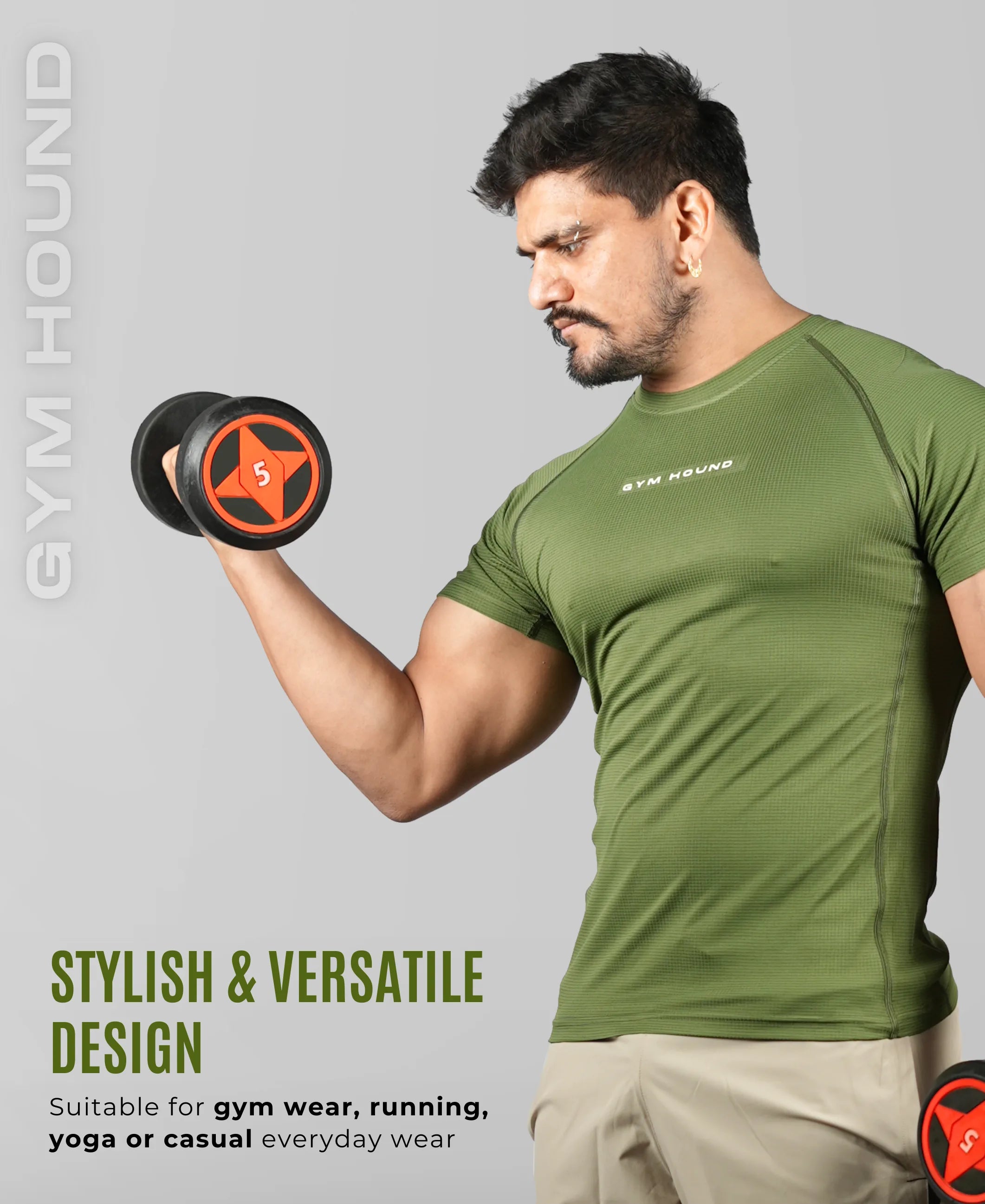 Men's Polyester Regular Fit T-Shirt - Olive Green