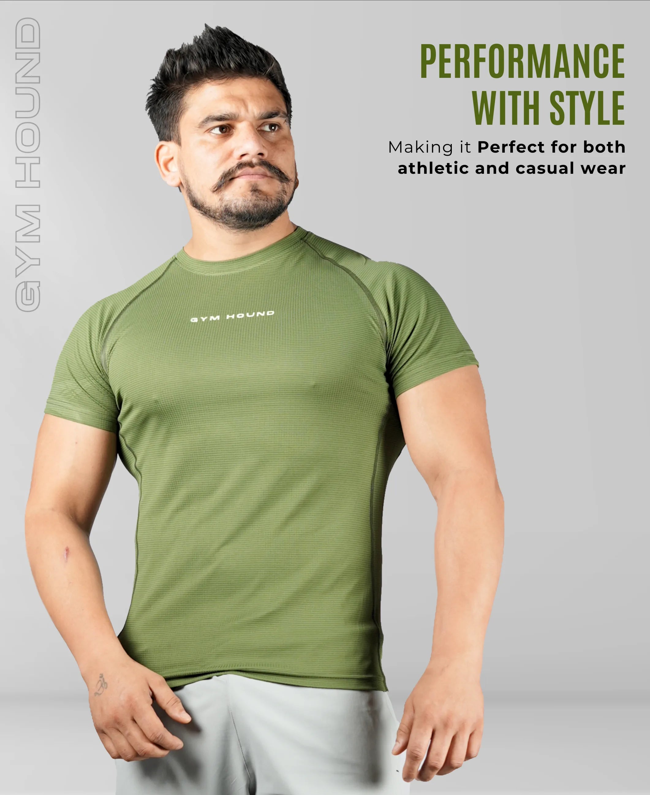 Men's Polyester Regular Fit T-Shirt - Olive Green