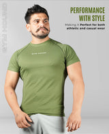 Men's Polyester Regular Fit T-Shirt - Olive Green