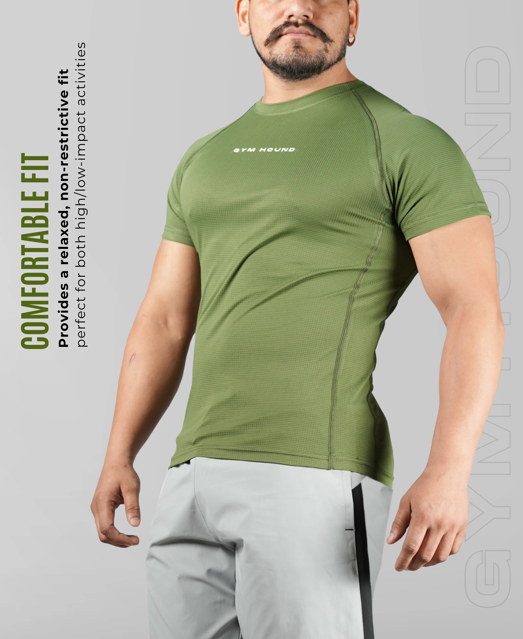 Men's Polyester Regular Fit T-Shirt - Olive Green