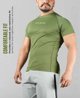 Men's Polyester Regular Fit T-Shirt - Olive Green