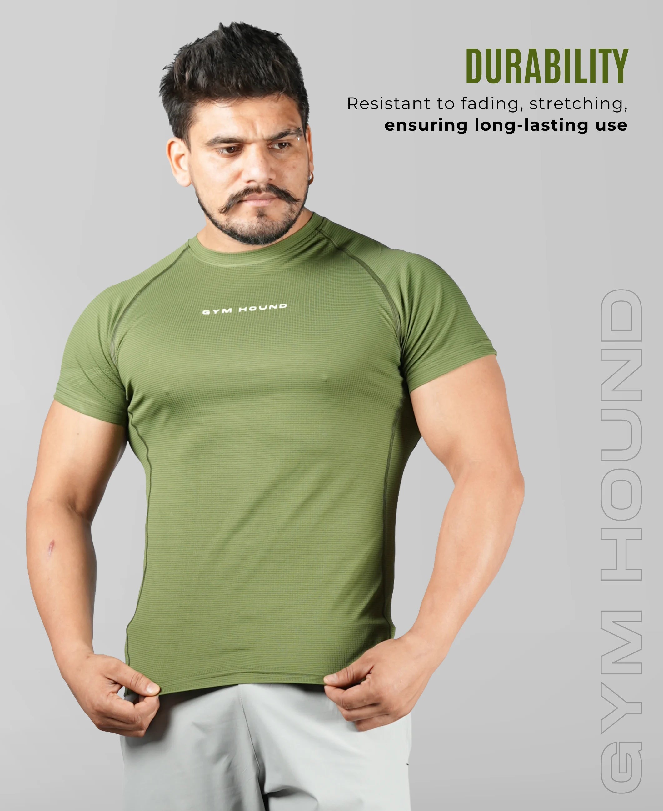 Men's Polyester Regular Fit T-Shirt - Olive Green