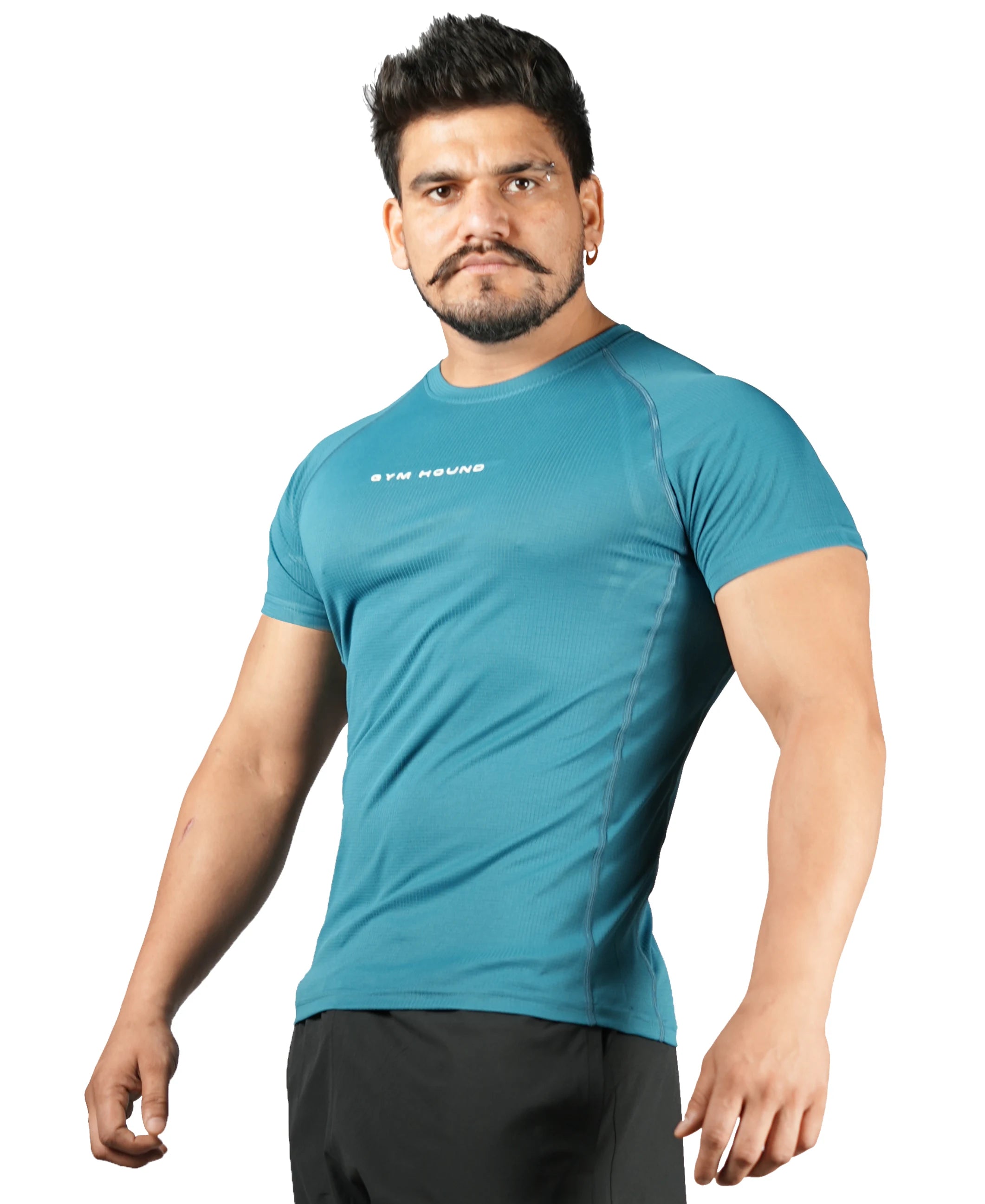 Men's Polyester Regular Fit T-Shirt - Teal Blue