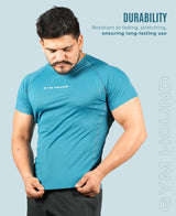 Men's Polyester Regular Fit T-Shirt - Teal Blue