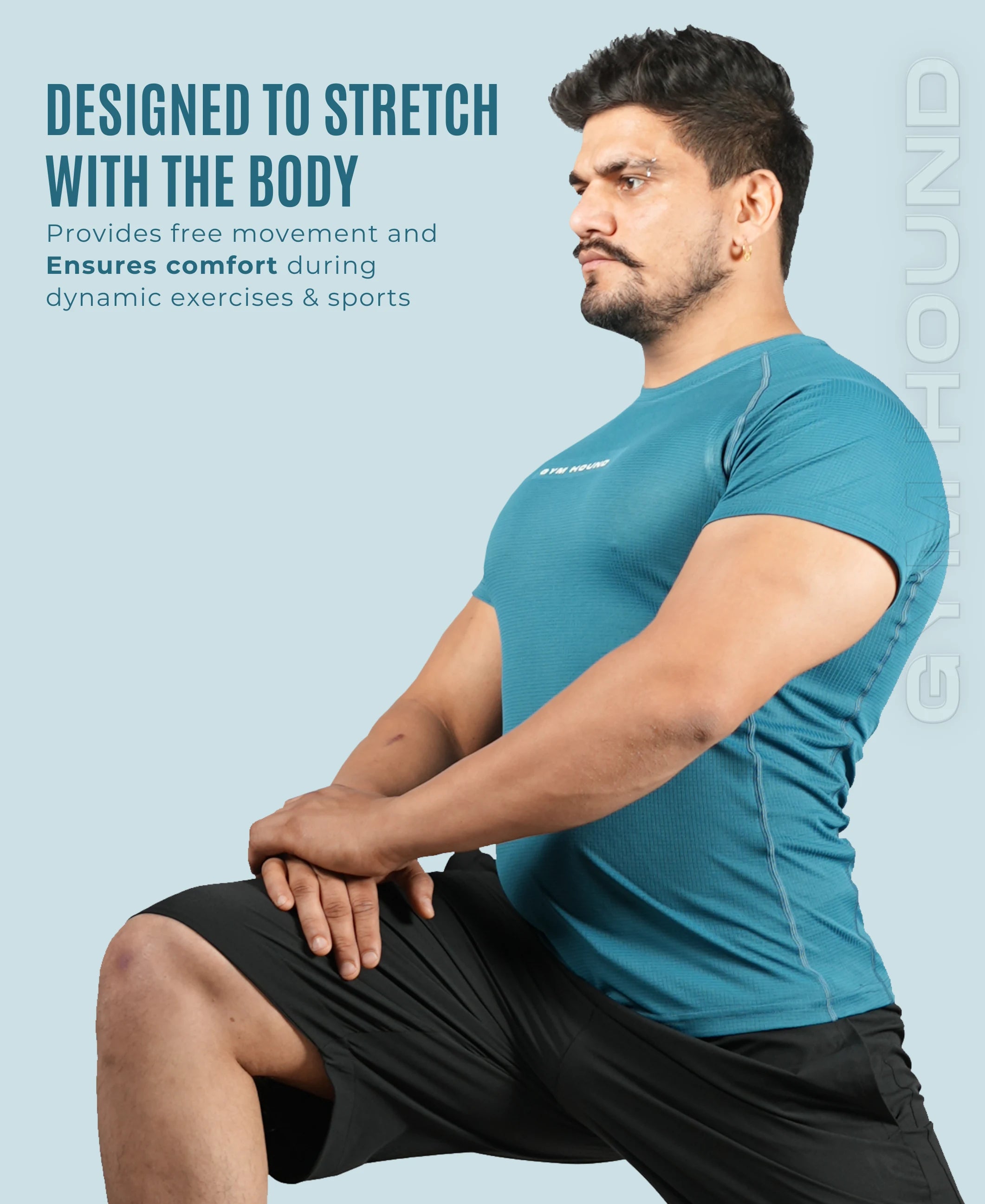 Men's Polyester Regular Fit T-Shirt - Teal Blue