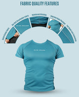 Men's Polyester Regular Fit T-Shirt - Teal Blue