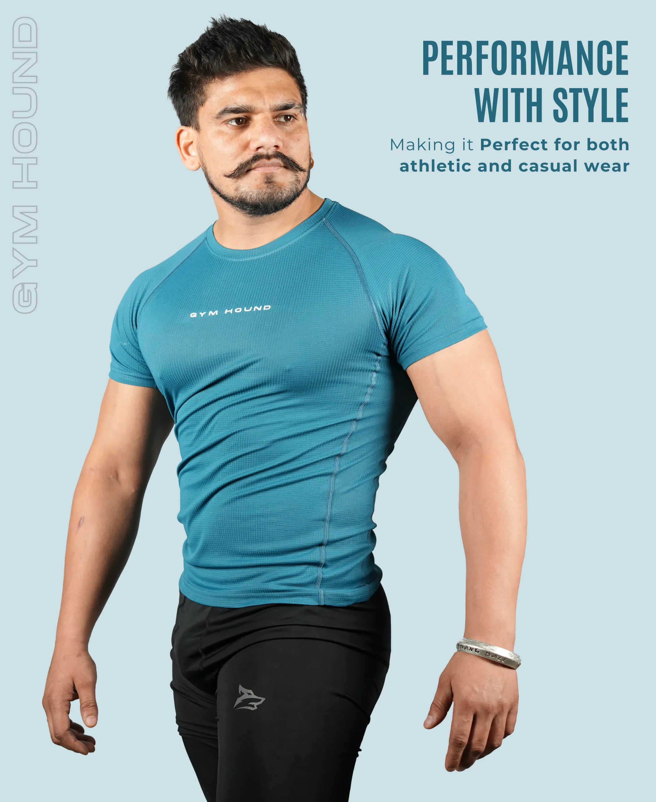 Men's Polyester Regular Fit T-Shirt - Teal Blue