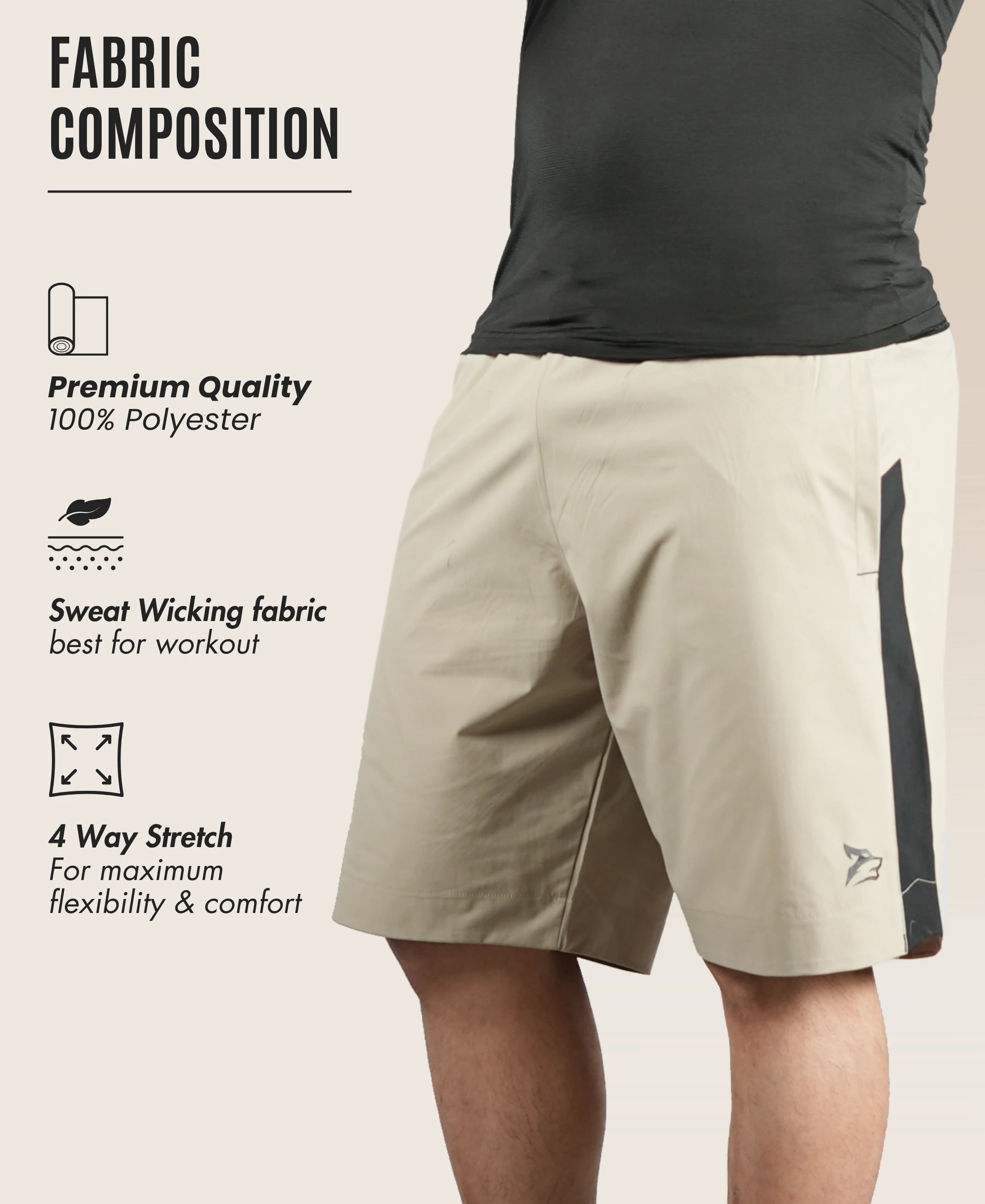 Men's Running & Sports Shorts - Khaki