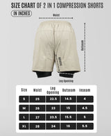 Men's 2 in 1 Running Shorts - Khaki