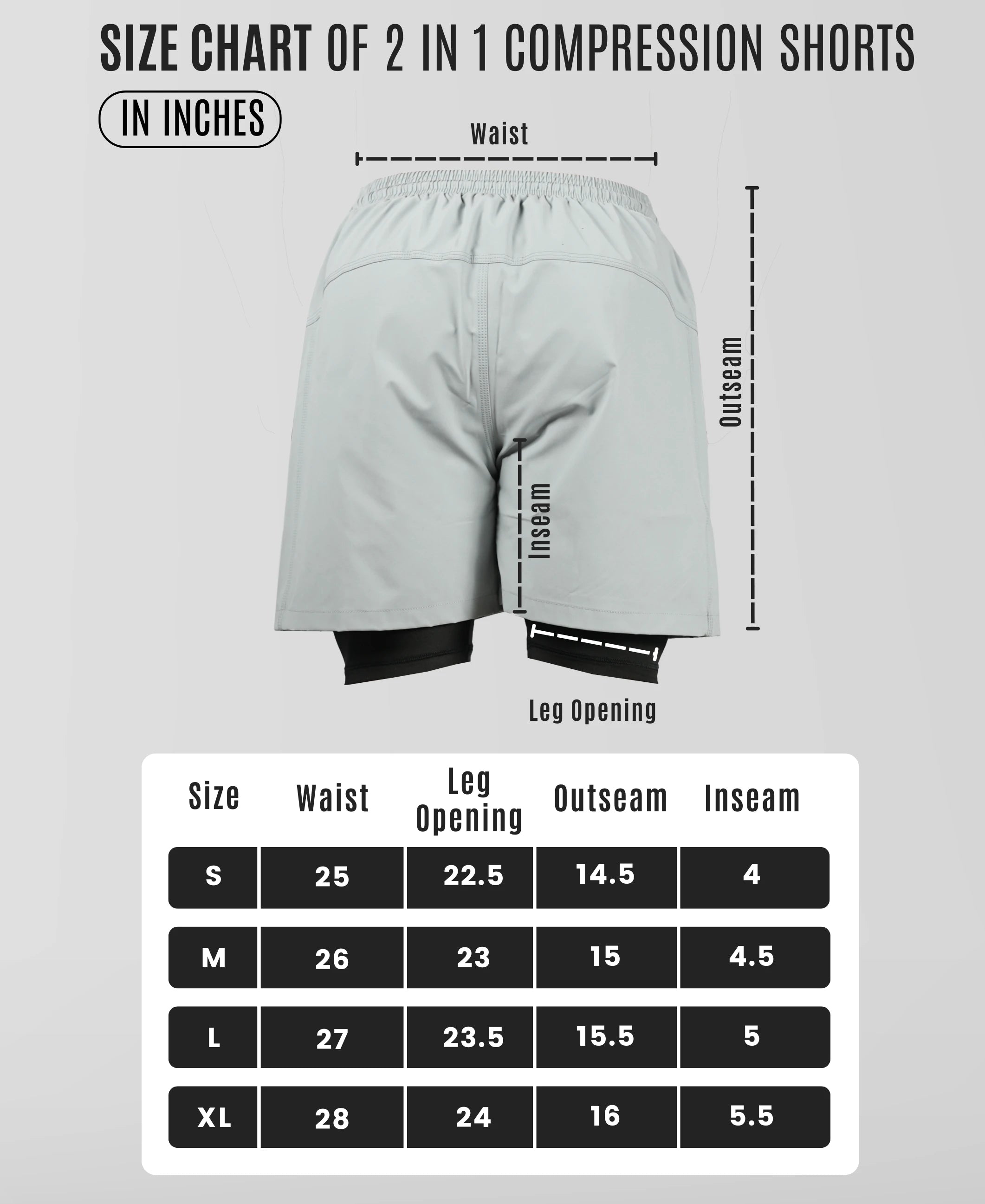 Men's 2 in 1 Running Shorts - Storm Grey