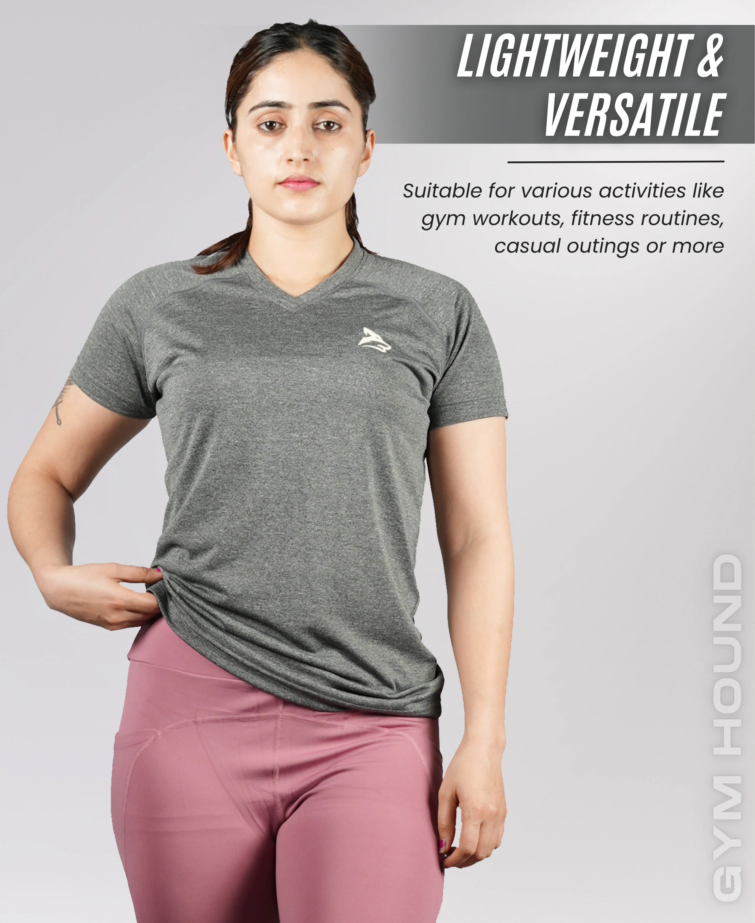 Regular Fit V Neck T Shirt for Women’s - Dark Gray
