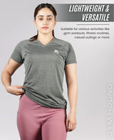 Regular Fit V Neck T Shirt for Women’s - Dark Gray