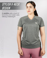 Regular Fit V Neck T Shirt for Women’s - Dark Gray