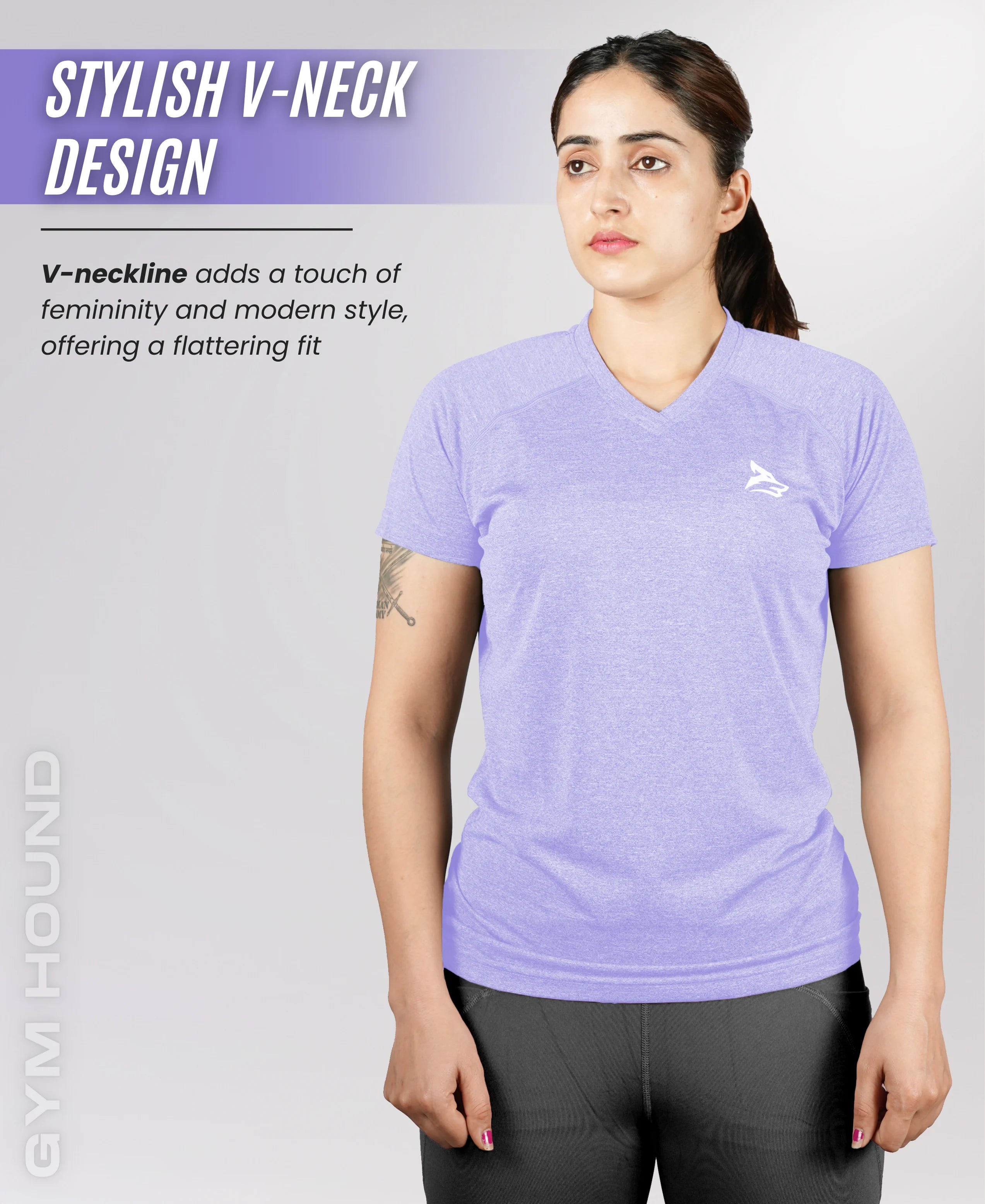 Performance Fit V Neck T Shirt for Women’s - Lavender